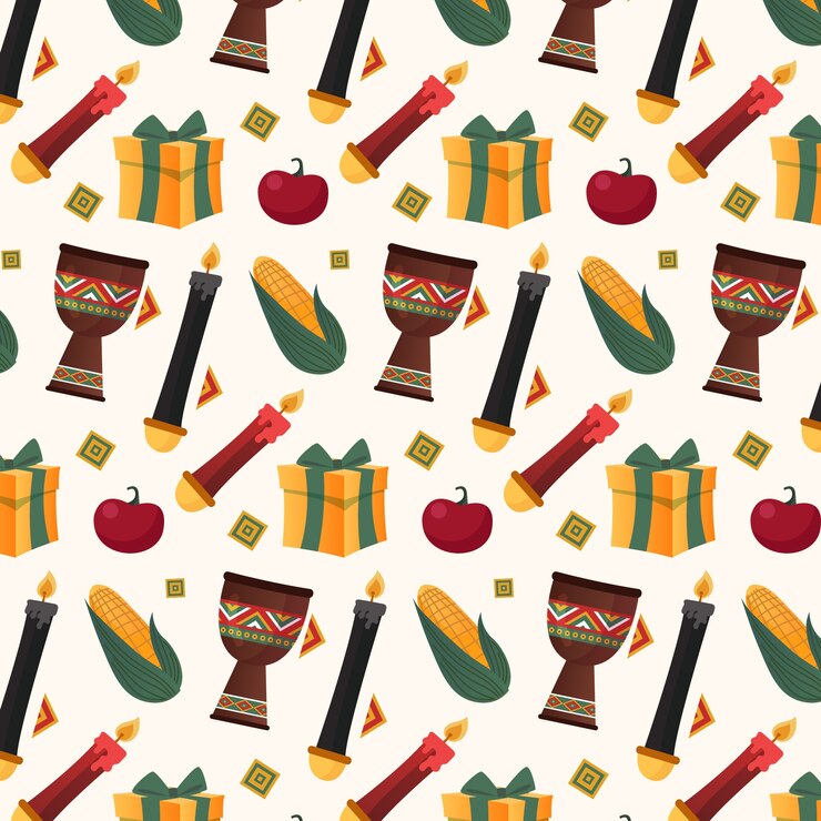 Free Vector hand drawn kwanzaa pattern design