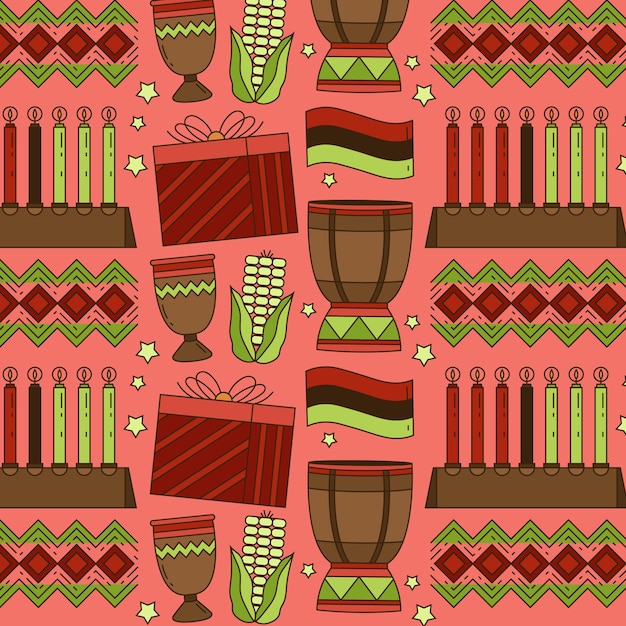 Free vector hand drawn kwanzaa pattern design