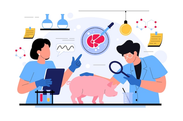 Hand drawn lab grown meat illustration