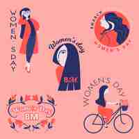 Free vector hand-drawn label collection with womens day