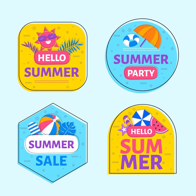 Free vector hand drawn labels collection for summer sale