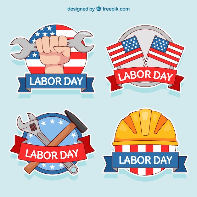 Hand drawn labor day badge collection