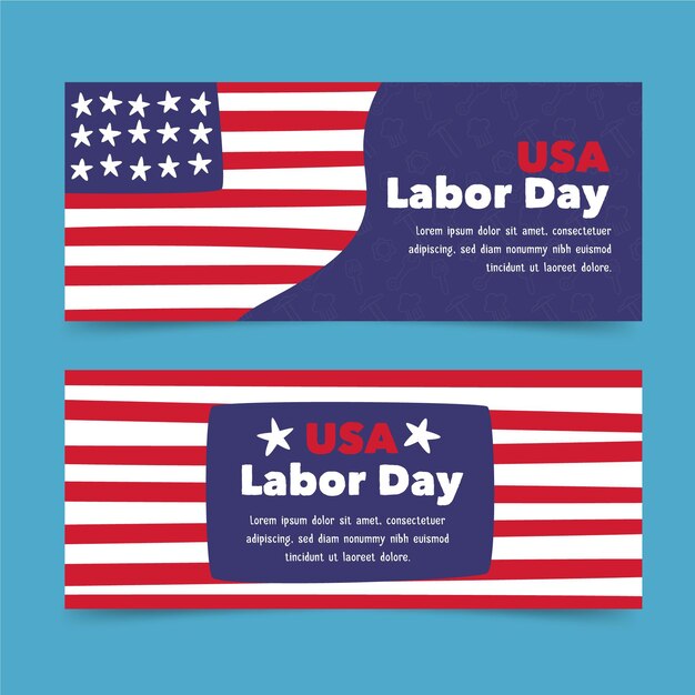 Hand drawn labor day banners pack