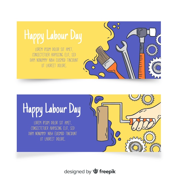 Free vector hand drawn labor day banners