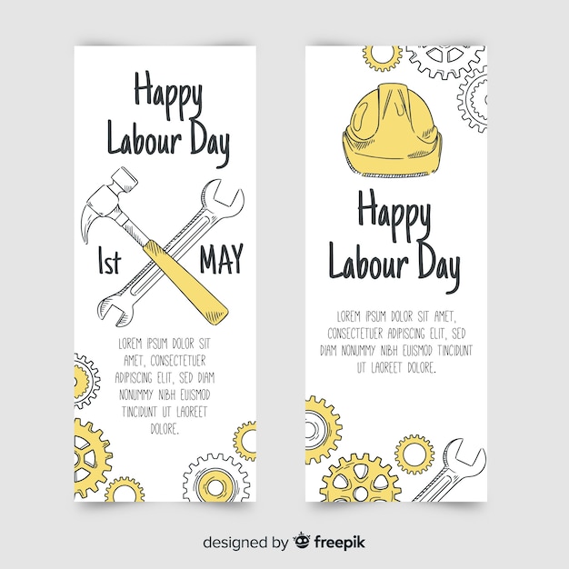 Hand drawn labor day banners