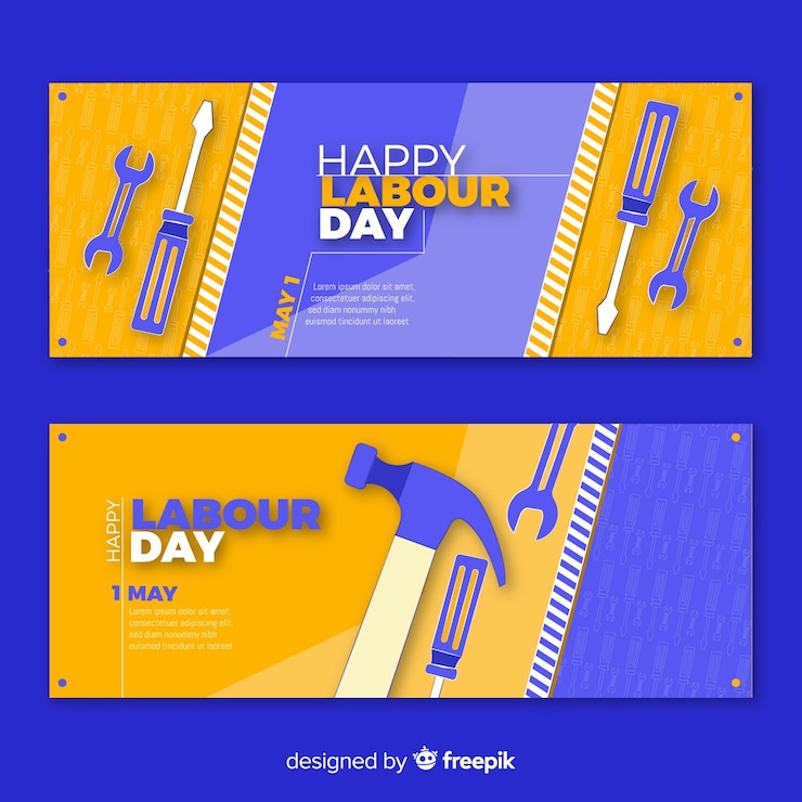 Free Vector hand drawn labor day banners
