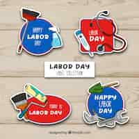 Free vector hand drawn labor day label collection