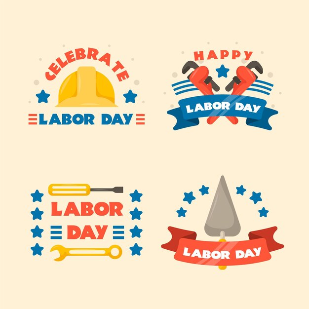 Hand drawn labor day label collection