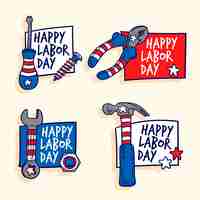 Free vector hand drawn labor day label set