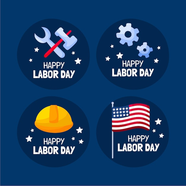 Free vector hand drawn labor day labels collection