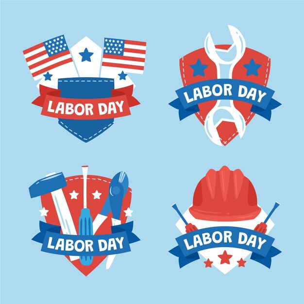 Free vector hand drawn labor day labels collection