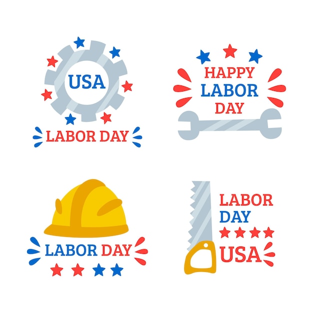 Hand drawn labor day labels collection