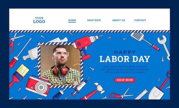 Hand drawn labor day landing page