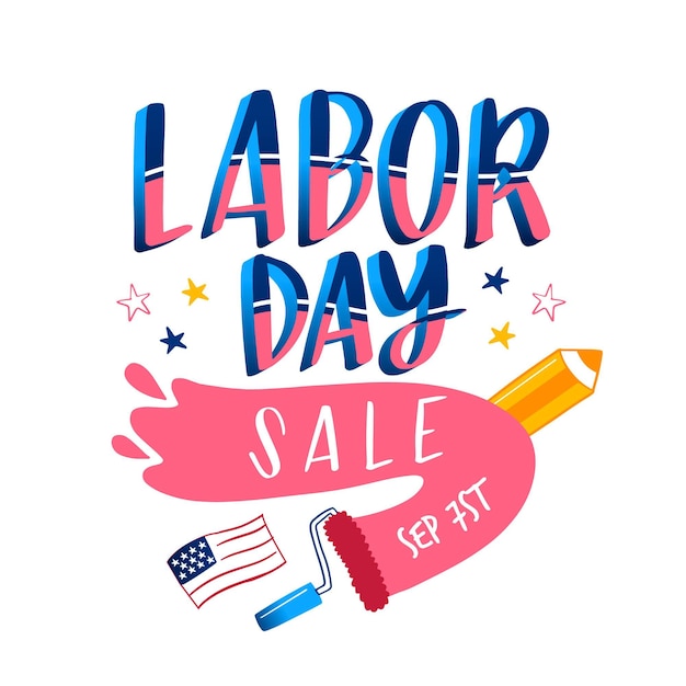 Hand drawn labor day sale banner