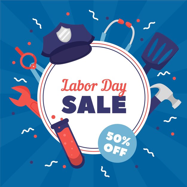 Hand drawn labor day sale banner