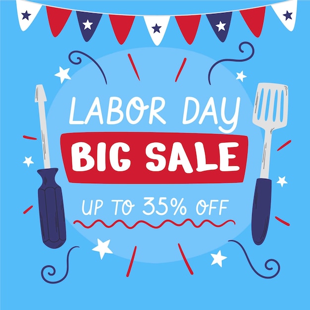 Hand drawn labor day sale illustration