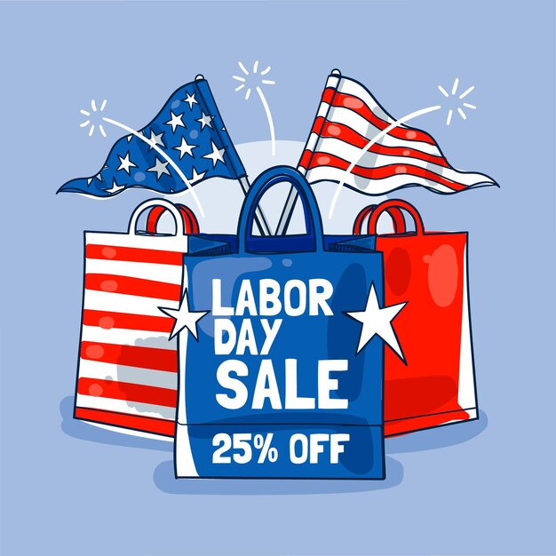 Hand drawn labor day sale illustration