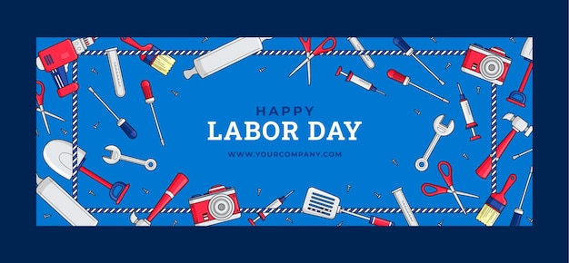 Hand drawn labor day social media cover template