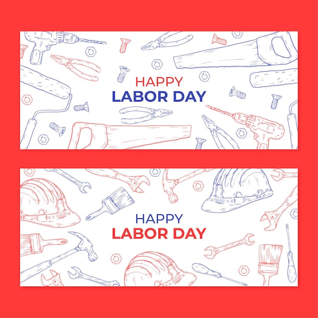 Free vector hand drawn labor day usa banners