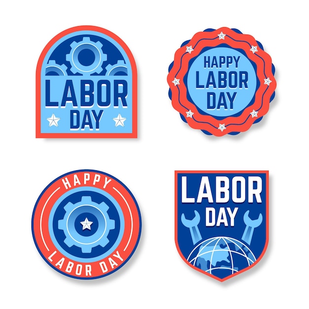Hand drawn labor day usa labels
