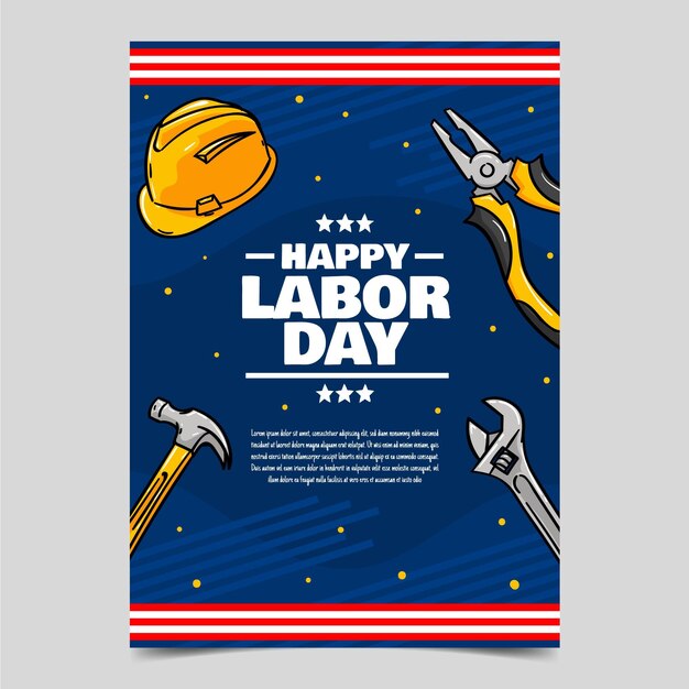 Hand drawn labor day vertical sale poster template