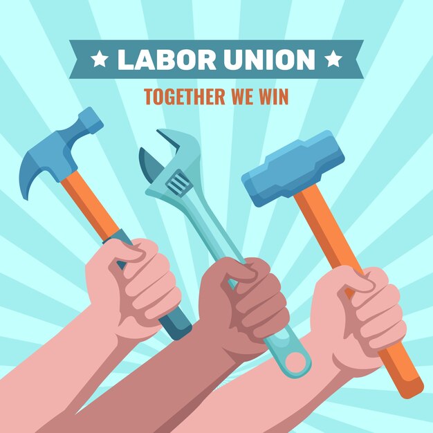 Hand drawn labor union illustration