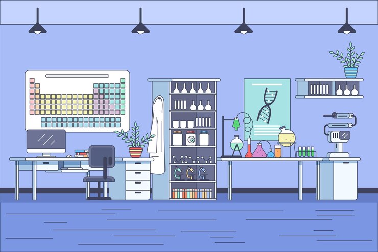 Free Vector hand drawn laboratory room illustration