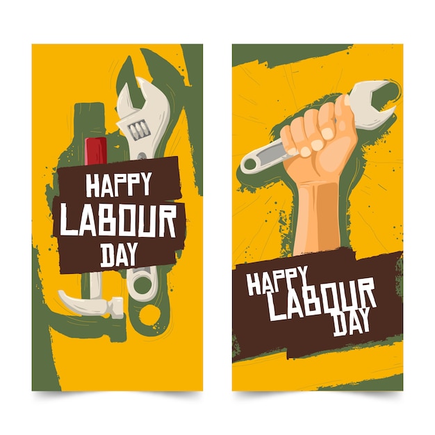 Free vector hand drawn labour day banners template