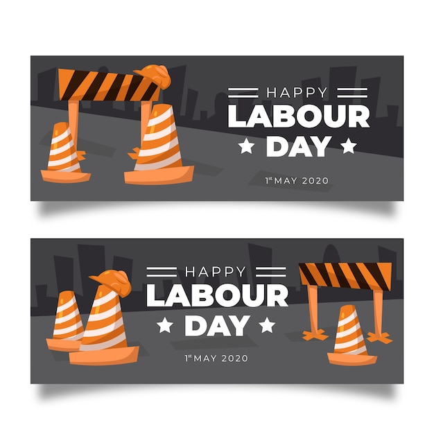 Hand drawn labour day banners