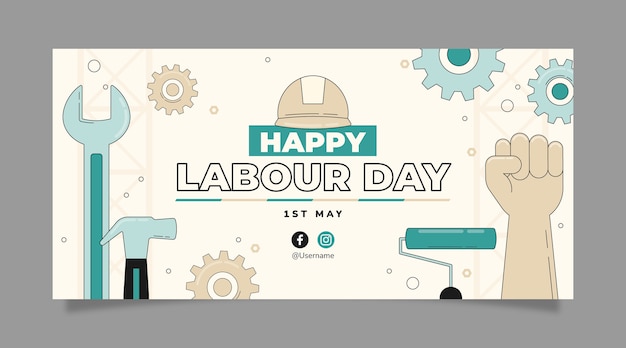 Hand drawn labour day horizontal banner template