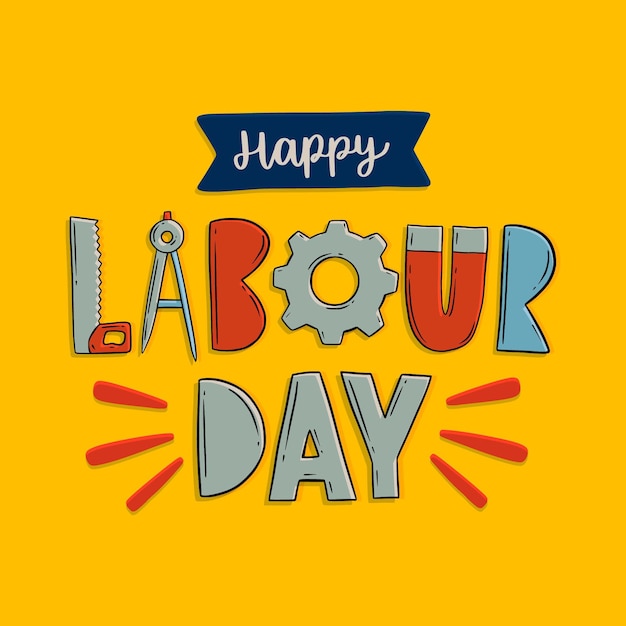 Free vector hand drawn labour day lettering