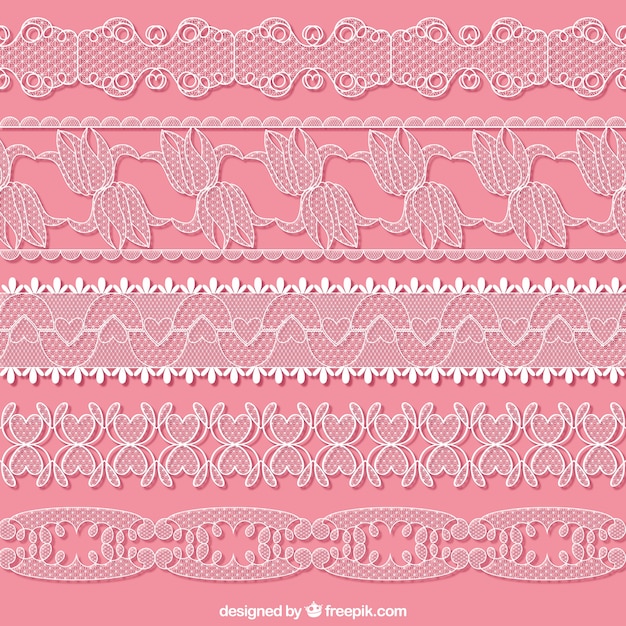 Hand drawn lace borders set