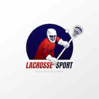 Vettore gratuito modello di logo lacrosse disegnato a mano