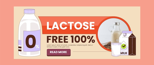 Free vector hand drawn lactose free horizontal banner