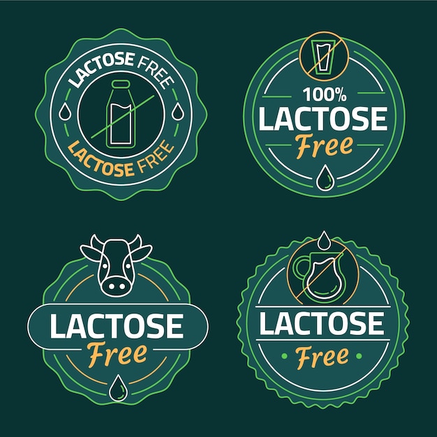 Free vector hand drawn lactose  free label set