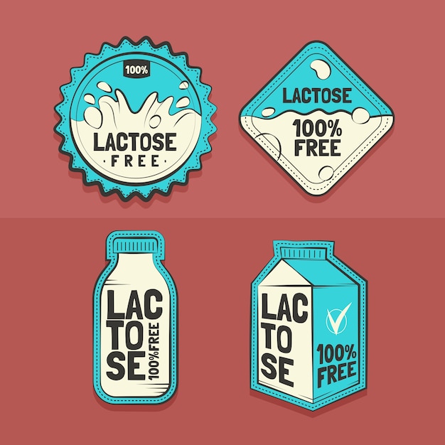 Hand drawn lactose  free label set