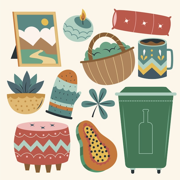 Free vector hand drawn lagom element collection