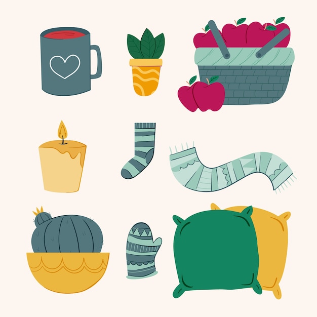 Free vector hand drawn lagom element collection