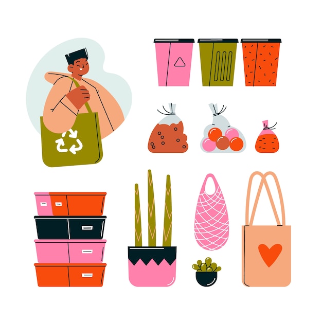 Free vector hand drawn lagom element collection