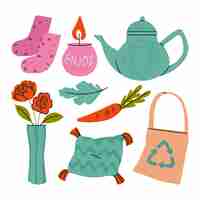 Free vector hand drawn lagom element collection