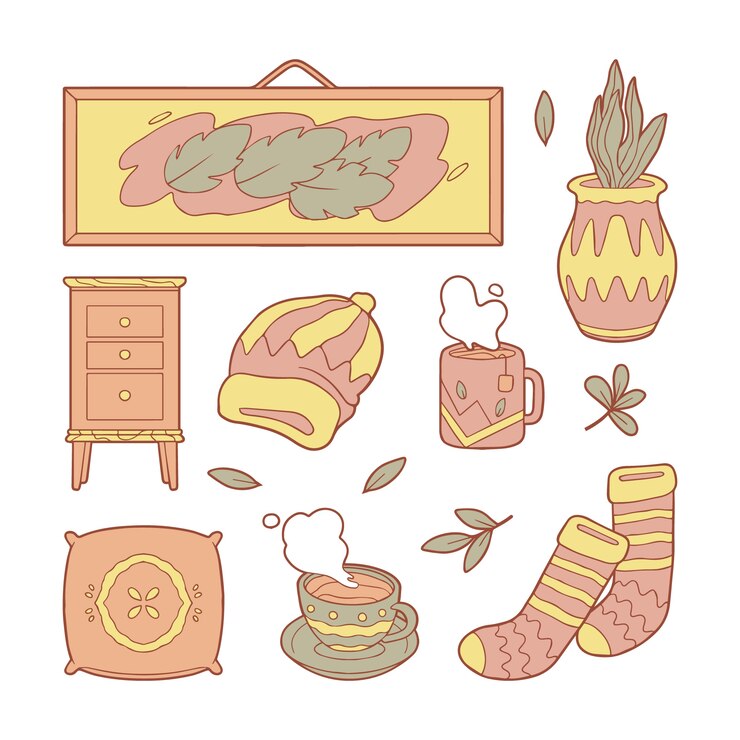 Free Vector hand drawn lagom element collection
