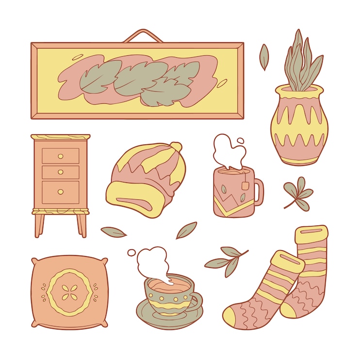 Free Vector hand drawn lagom element collection