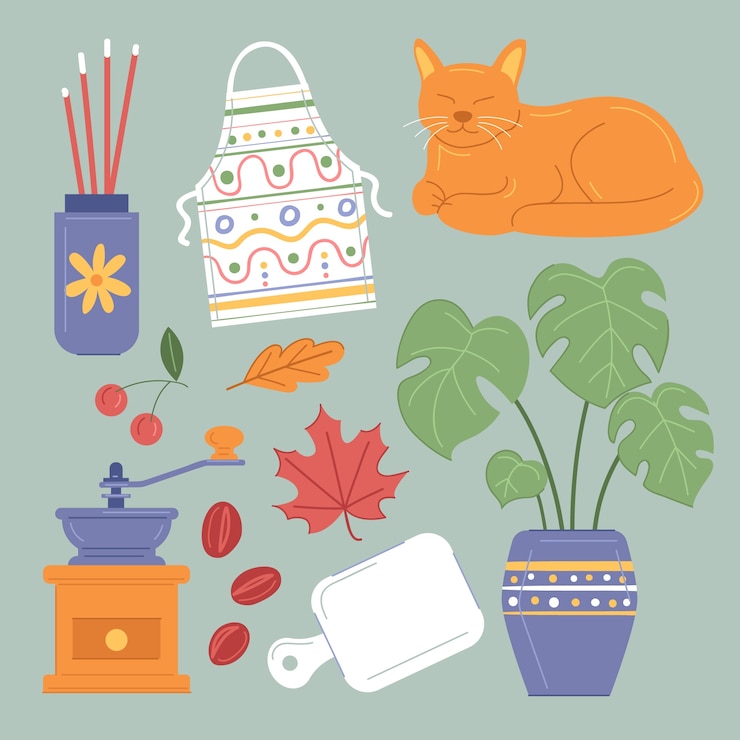 Free Vector hand drawn lagom element collection