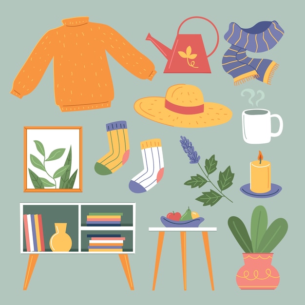 Free vector hand drawn lagom element collection