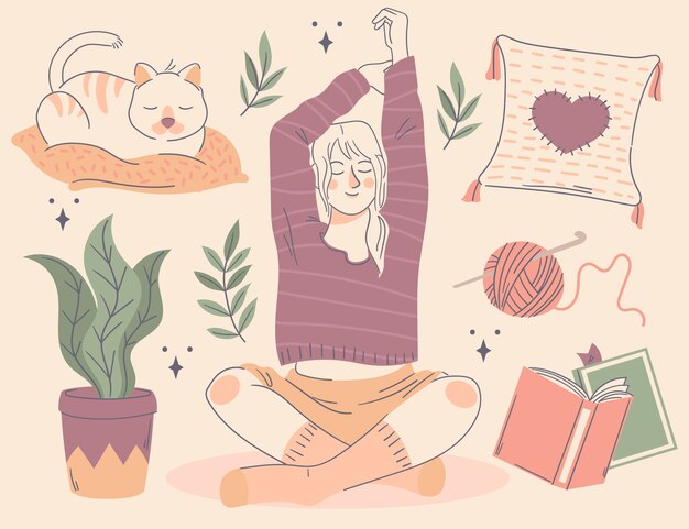 Hand drawn lagom illustration