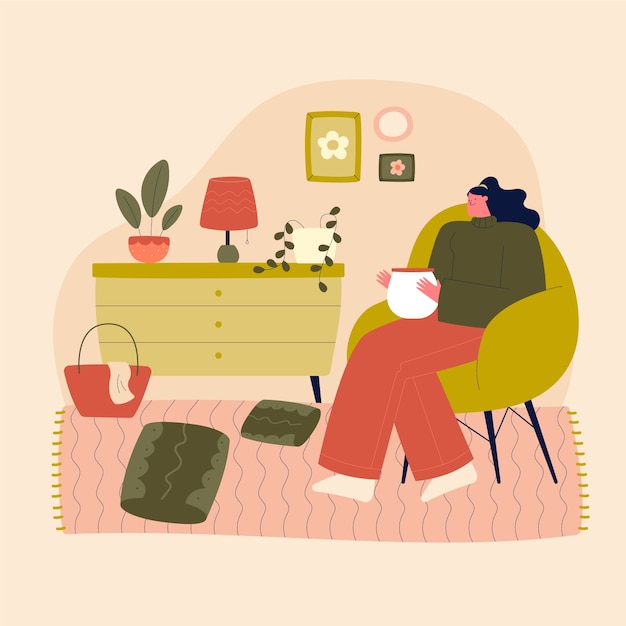 Hand drawn lagom illustration