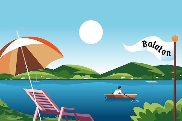 Free vector hand drawn lake balaton illustration