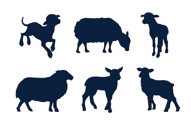 Free vector hand drawn lamb silhouette set