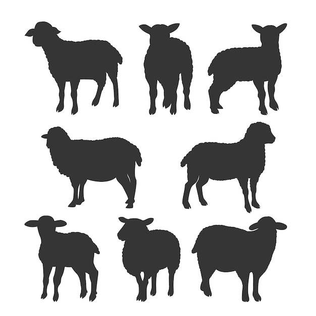 Free vector hand drawn lamb silhouette set