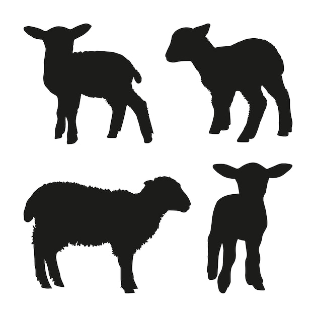 Free vector hand drawn lamb silhouette set